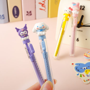 Cartoon Sanrio Retractable Eraser, Cute Refillable Eraser, Creative Student Stationery, Portable Push-Pull Eraser