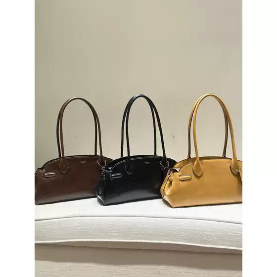 2025 New Empire Carryall 34 Premium Waxed Leather Baguette Shoulder Bag Handbag