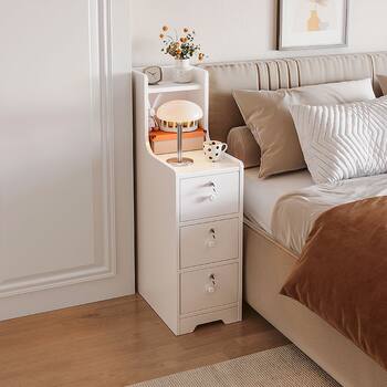Bedside Table with Lock, Simple Modern Small Bedroom Home Simple Bedside Drawer Cabinet Style Bedside Storage Cabinet