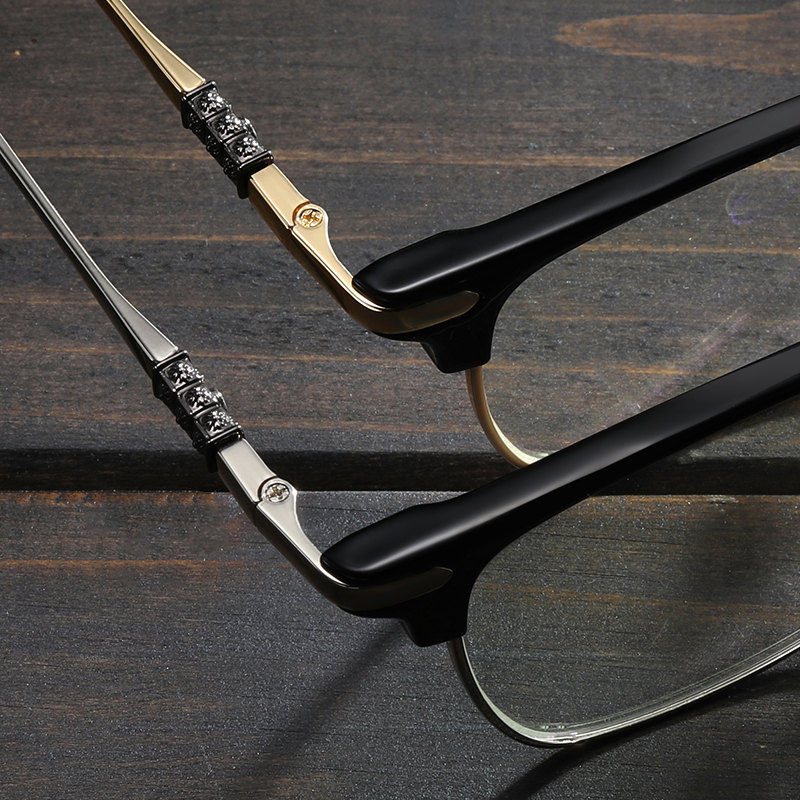 S8656 New Eyebrow Rack Glasses Men's Half-frame Business Glasses Frame Plain-made Flat Light Available with Proximity Mirror Optical Frame