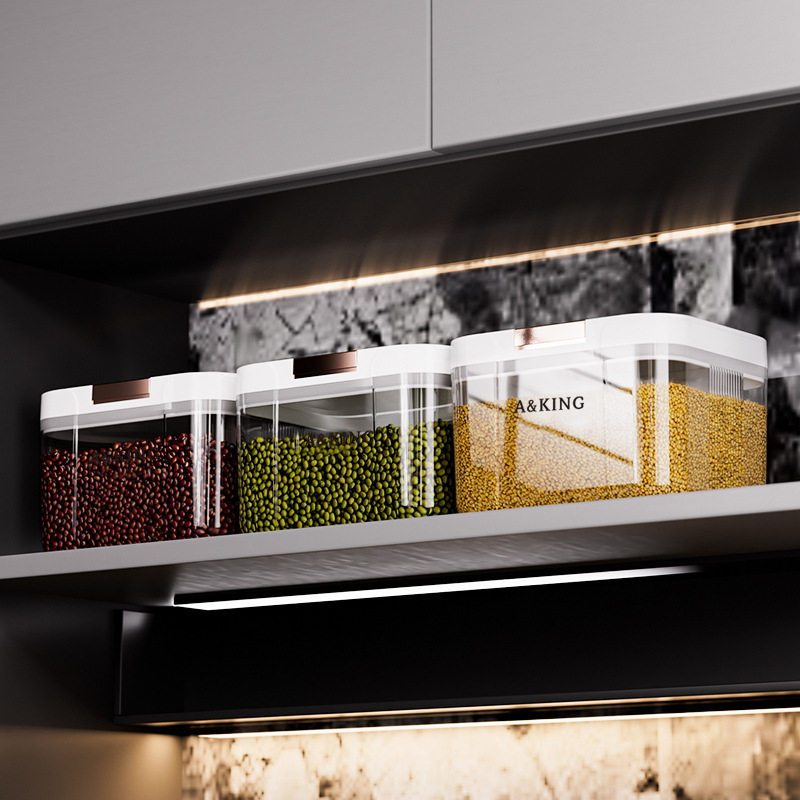 2024 New Household Transparent Food Grade Press Storage Jar Insect-proof Moisture-proof Sealed Storage Bucket for Cereals