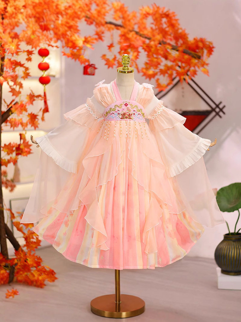 Girls' Hanfu Spring and Autumn Long Sleeve Baby Girl Tang Suit Chinese Style Princess Dress Children's Super Fairy Dress