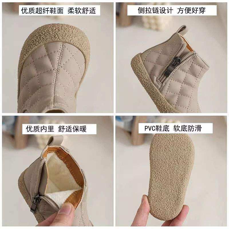 Baby Girl's Shoes, Autumn and Winter Velvet Short Boots, Baby Kidsren's Boots, Soft-Soled Toddler Shoes, One-Year-Old Kidsren's Shoes, Boys' Cotton Boots