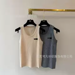 Miui Knitted Sleeveless Vest Sweet Early Spring New Style Solid Color Simple Sleeveless Round Neck Knitted Vest
