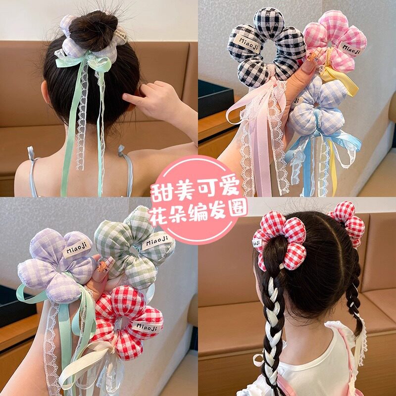 Children's Cute Flower Hair Band Little Girl Korean Style Hair Tie Hair Rope Rubber Band Hair Accessories Ball Hair Rope Headdress