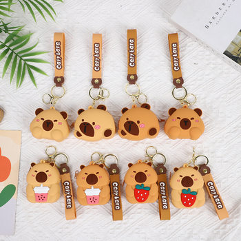 Lovable Kapibala Silicone Coin Purse Keychain Wholesale Children's Wallet Storage Bag School Bag Pendant Small Jewelry