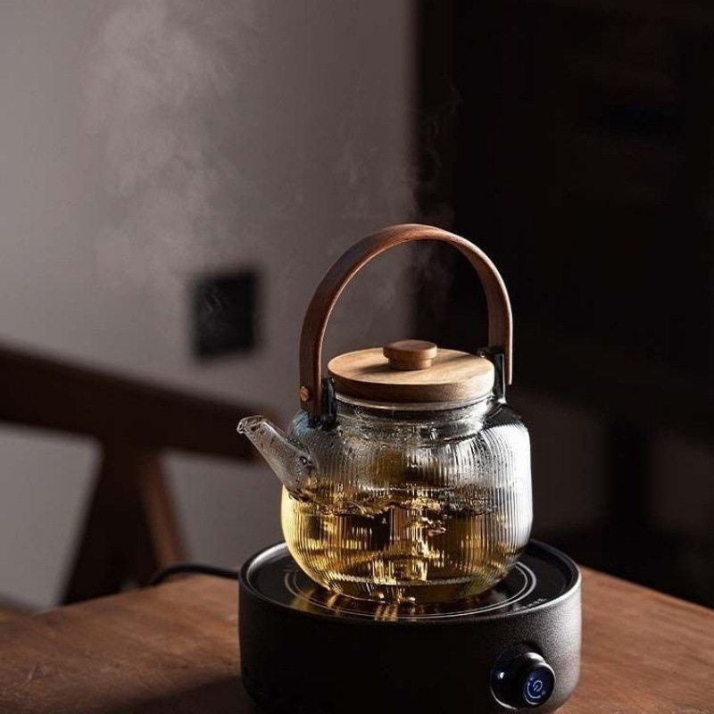 099 Thickened High Temperature Resistant Transparent Tea Kettle for Electric Ceramic Stove, Special High Borosilicate Handmade Teapot with Handle