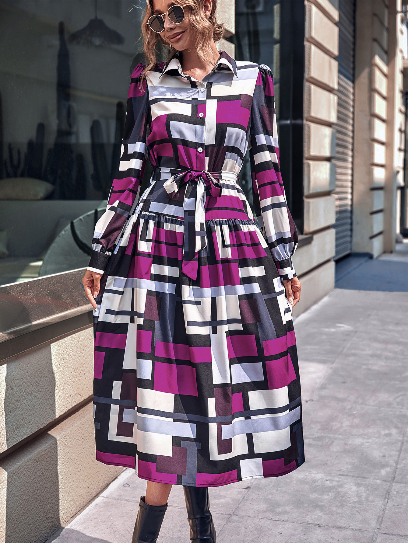 Elegant Long Sleeve Dress Chic Design Comfortable Fabric Versatile Style Perfect for Parties or Formal Events
