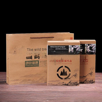 Northeast Specialty Morel Mushroom Manufacturer Direct Sales Packaging Gift Box Shiitake Mushroom Packaging Box Matsutake Black Gift Box Mushroom