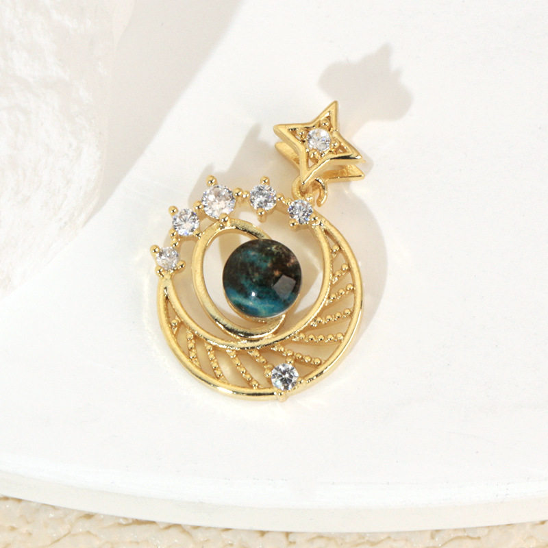 Copper Micro-inlaid Fantasy Planet Star Sun Moon Necklace Pendant All-match Light Luxury Clavicle Chain Single Pendant Accessories