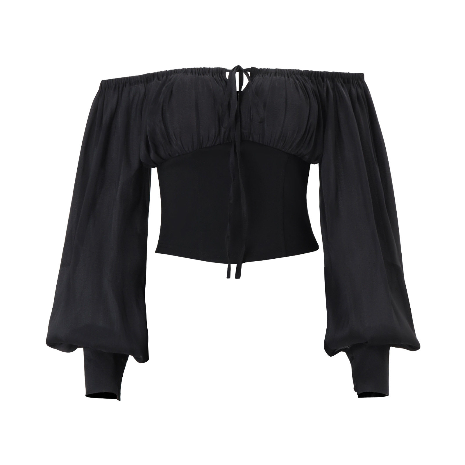 Off Shoulder Vintage Mesh Long Sleeve Top and Bodycon Mini Skirt Set Sexy Elegant Autumn Wholesale Available