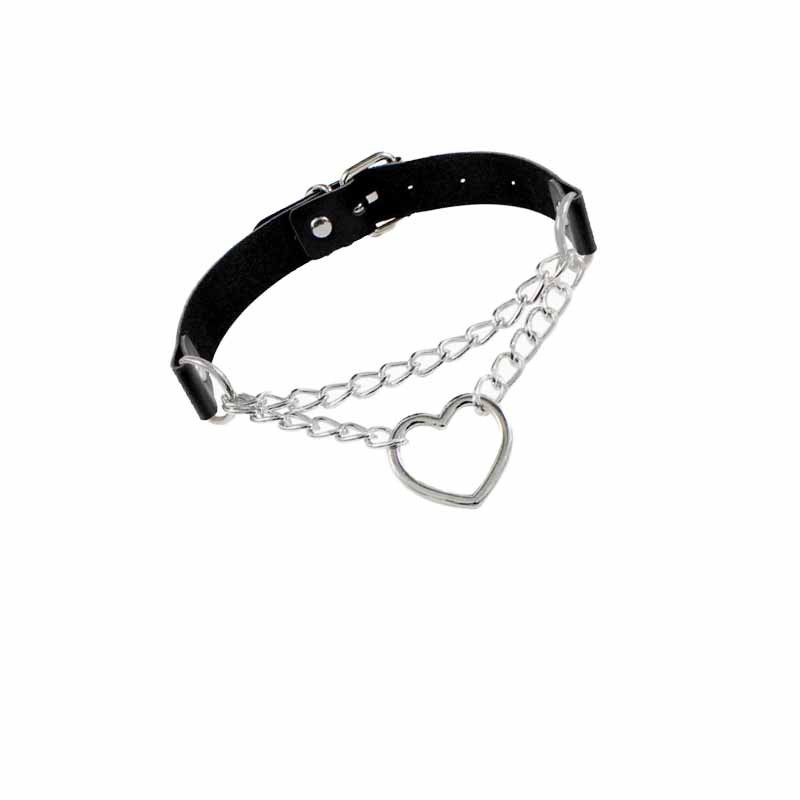 Cross-border European and American Harajuku Heart Collar Necklace Fashion Trend Leather Love Necklace Necklace Necklace Necklace Jewelry