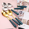 Emerald Stainless Steel Spoon Household Soup Eating Creative Korean-style Cute Long-handled Spoon Tableware