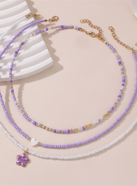 NZ3186跨境欧美米珠项链套装女波西米亚沙滩风时尚爱心夏季女颈链