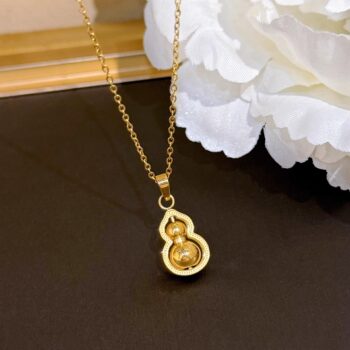 New Chinese Folu Rotating Gourd Titanium Steel Necklace Female Niche Design Light Luxury Fashion Gourd Collarbone Chain Without Falling