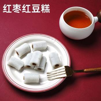 Glutinous Rice Snow Skin Red Date and Red Bean Cake Strips, Soft and Sweet Traditional Pastry, Casual Snacks, Afternoon Tea