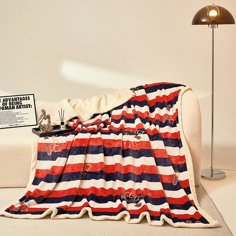 Light Luxury Fashion Printed Velvet Blanket Warm Thickened Lamb Velvet Composite Blanket Air Conditioning Sofa Nap Massage Cover Blanket