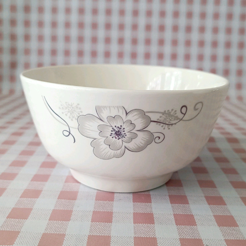 Chinese Style Simple Small Bowl Ceramic Rice Bowl Noodle Bowl Tableware Ceramic Household Printed Salah Bowl Straight Mouth Bowl Soup Bowl