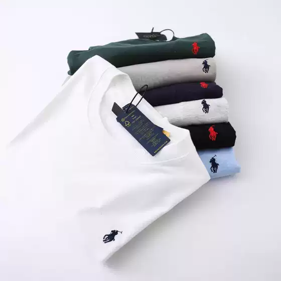 Cross-Border Foreign Trade Supply of Ralph Lauren Rl Round Neck Short-Sleeved Men's Summer Polo Casual Pure Cotton T-Shirt