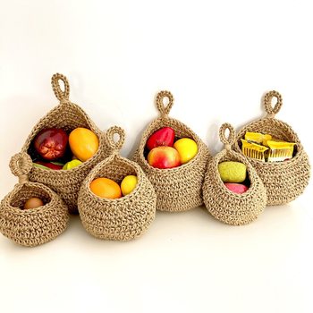 Cross-border Explosions Wall-mounted Fruit Basket Vegetable Bag Bracketplant Cotton Rope Hemp Rope Woven Flower Pot Flower Basket