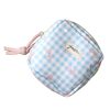 Girly Heart Square Cosmetic Storage Bag Korean Style Small Plaid Sanitary Napkin Bag Student Small Headphone Data Cable Bag