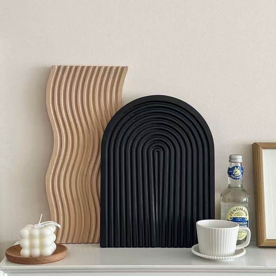 Water Ripple Black Solid Wood Tray for Home Use, Bread Board, Beech Wood Aromatherapy Storage Tray, Afternoon Tea Coffee Tray