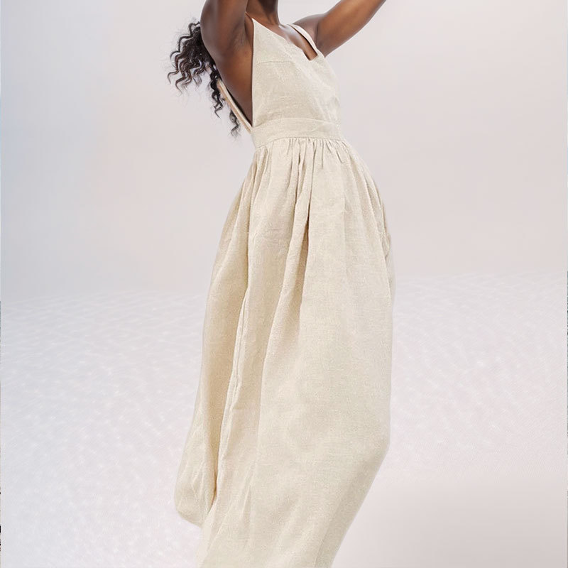 Spring Womens Dress Solid Color V Neck Backless Slim Fit Spaghetti Straps Casual or Evening Wear Wholesale