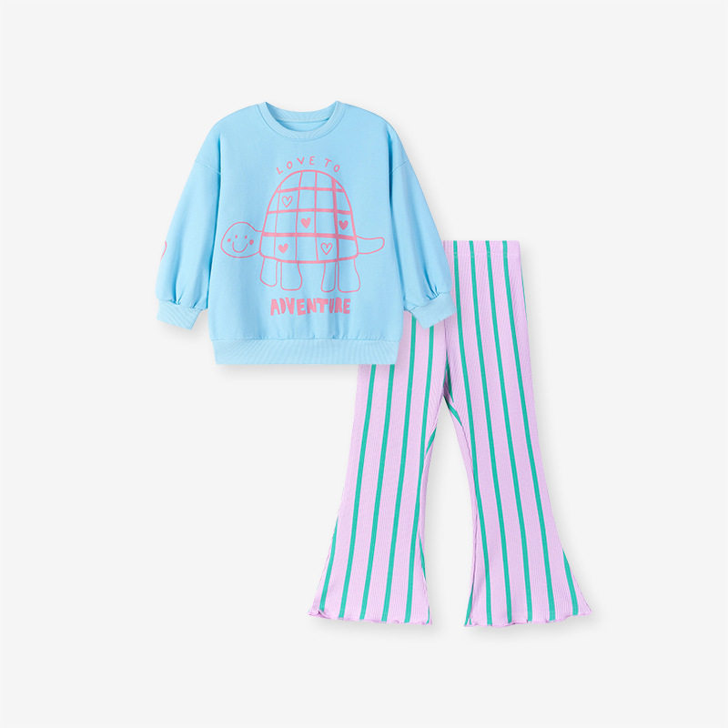 Kids' Clothing Wholesale, Autumn Cute Girls' Kids' Clothing, Striped Cotton Kids' Set