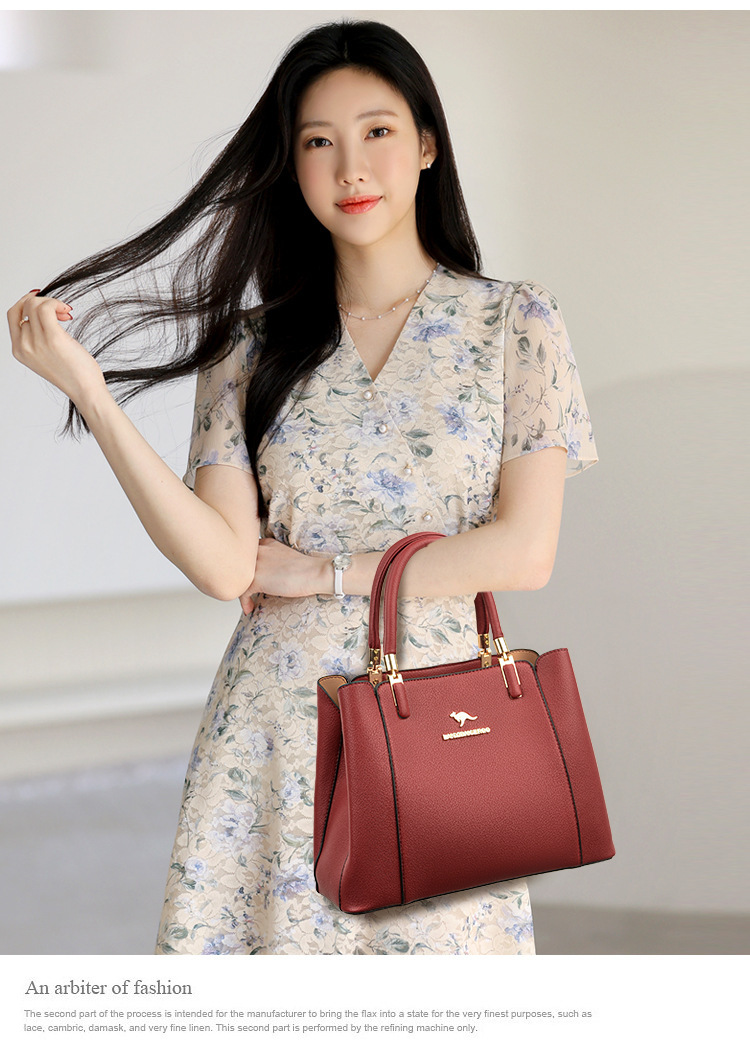 Túi xách nữ đeo vai đeo chéo dáng vuông ngang, da PU mềm, nhiều ngăn tiện dụng — màu đen, màu đỏ, Màu nâu, Màu trắng