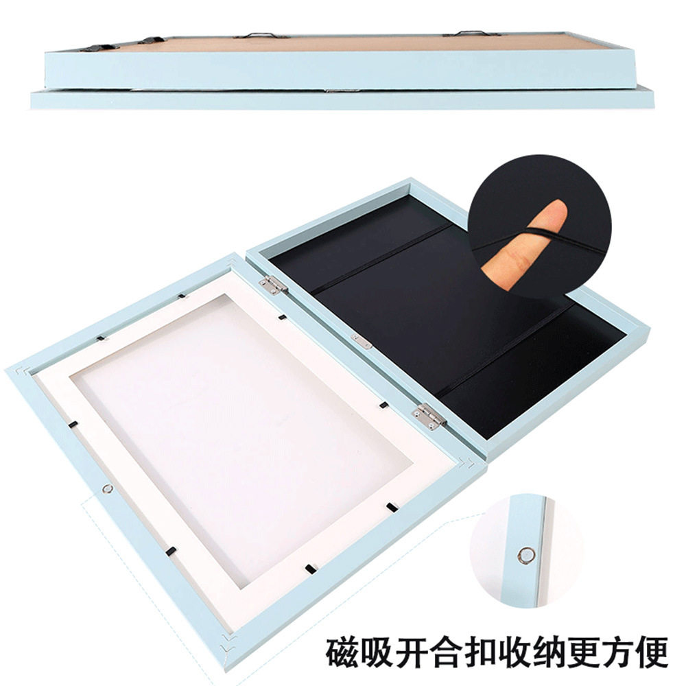 Cross-Border Popular Flip Cover 6/ 8inch Handmade Magnetic Picture Frame Kidsren's Art Painting Storage Rectangular Wall Hanging Picture Frame