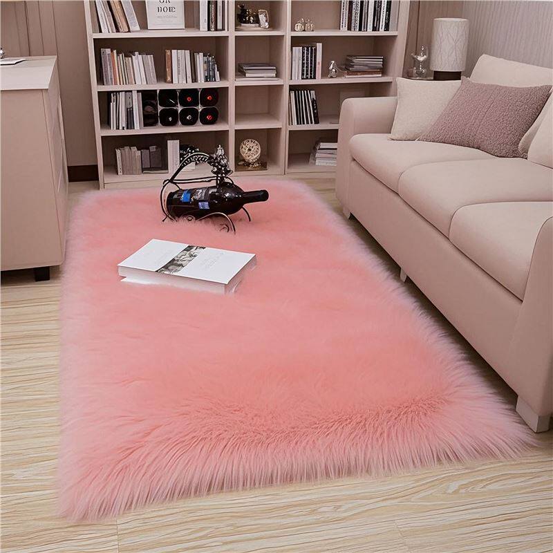 Source Factory Carpet Bedroom Home Bay Window Mat Long Wool Rug Living Room Coffee Table Floor Mat Faux Wool Long Plush Mat