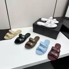 Cross-Border Foreign Trade C Brand Diamond Buckle Velcro Sandals for Women, Summer Outdoor Fashion Casual Genuine Leather Open-Toe Single Strap Sandals