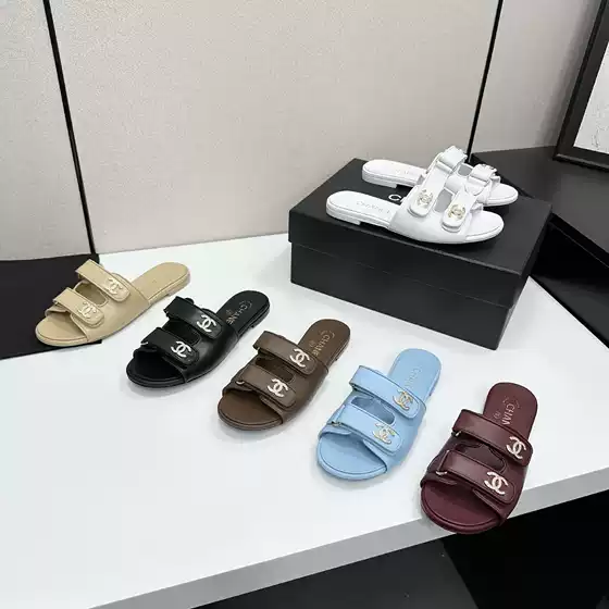Cross-Border Foreign Trade C Brand Diamond Buckle Velcro Sandals for Women, Summer Outdoor Fashion Casual Genuine Leather Open-Toe Single Strap Sandals