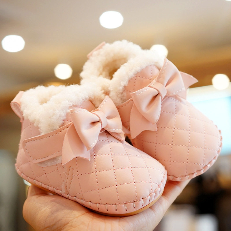 Baby Shoes Soft Sole Non-slip Winter fleece-lined Thickened Beginner Baby Girl Shoes 0-1 Year Old Toddler Shoes Princess