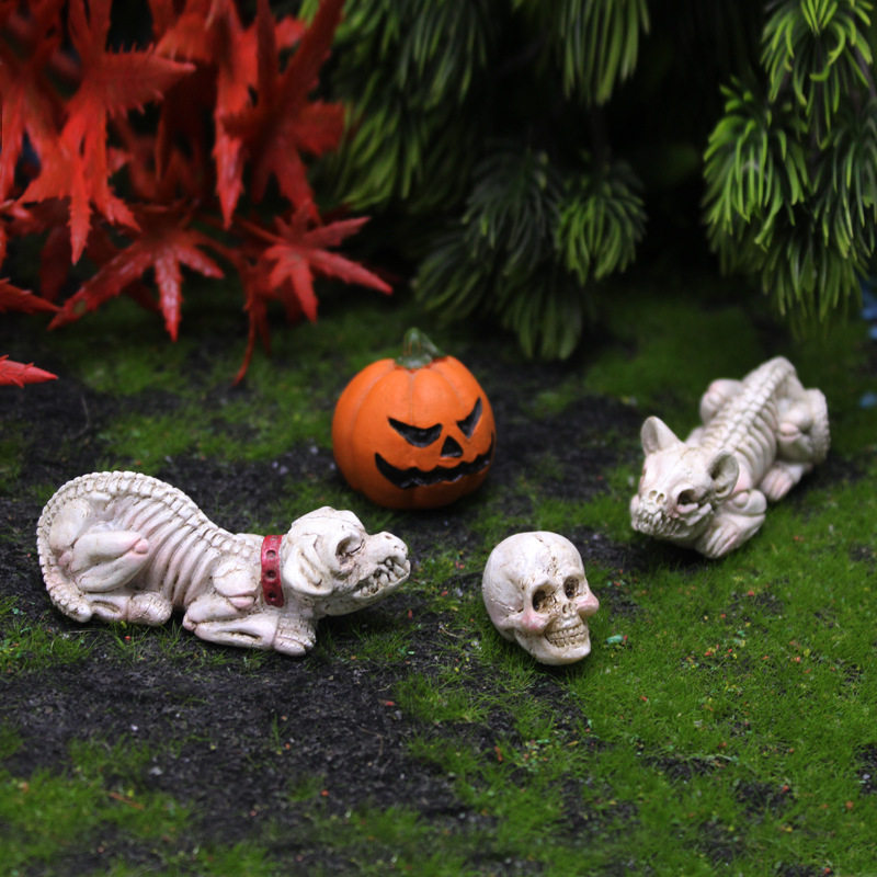 Halloween Pumpkin Ornaments Skeleton Cat Garden Micro Landscape Ghost Festival Dog Ornaments Horror Resin Crafts Cross-Border