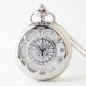 Hollow Petal Necklace Pocket Watch Black Deacon Flip Hanging Watch Couple Fashion Pendant Quartz Watch Gift Pocket Watch Wholesale