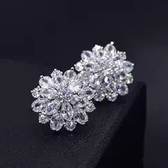 temu AliExpress TK Hot Sale S925 Silver Plated Zircon Sun Flower Earrings Women's Japanese and Korean-style Full Diamond Earrings Earrings
