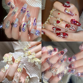 Handmade Manicure Wearable Nail Products, High-End Pure Desire Nail Patches, Finished Full Diamond Large Diamond Nail Patches Collection 2