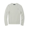 Crew neck cable knit white - black label