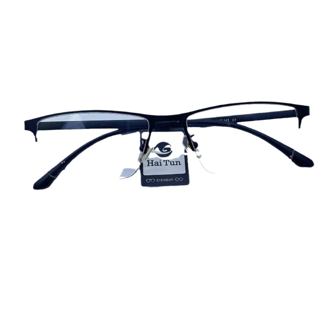 Men's Business Steel Leather Frame Plastic Steel Half Frame Brushed Frame Comfortable and Generous Can Be Equipped with Myopia Glasses Frame