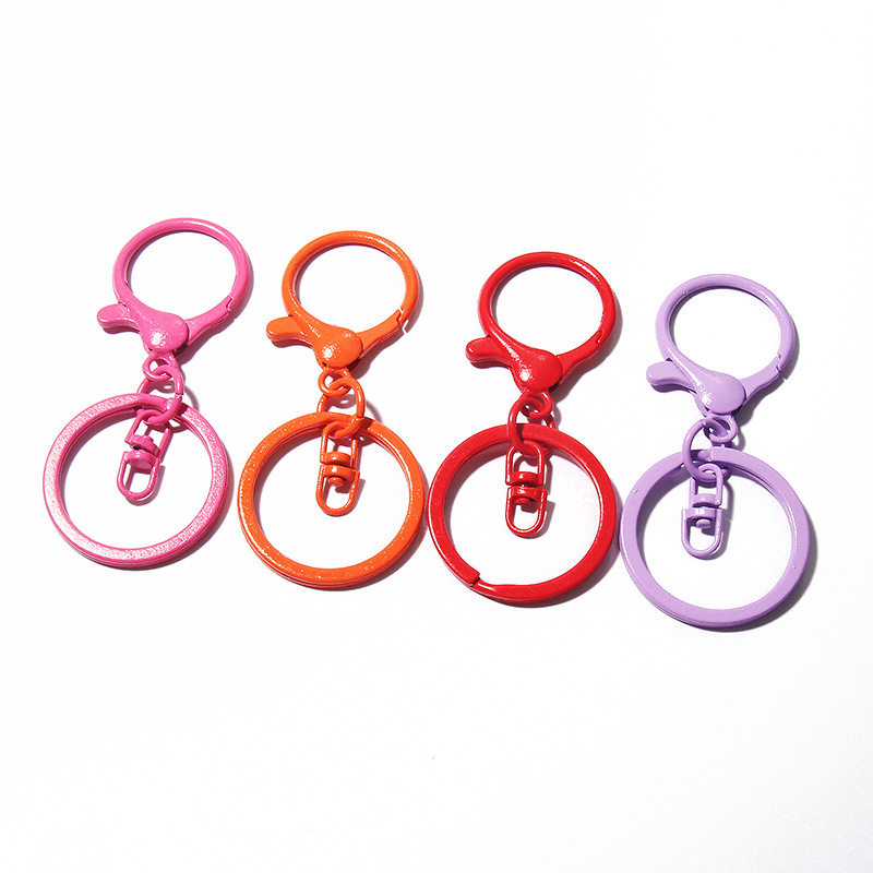 Color paint zinc alloy round Dragon keychain lobster buckle 8-word 3-piece set DIY jewelry buckle accessories toy hanging buckle