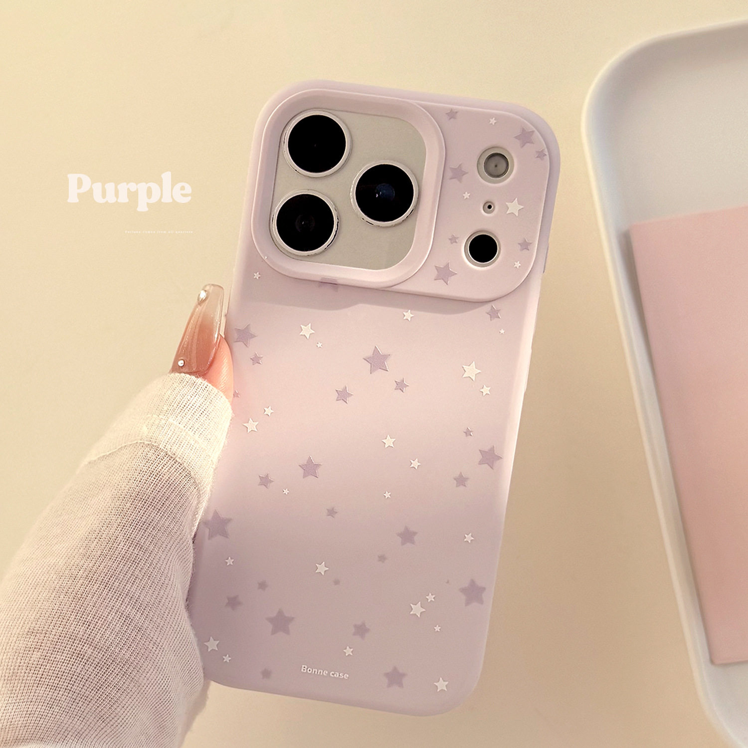 [under the Tower] Suitable for Iphone17Promax Sweet Cool Purple White Star 16 Mobile Phone Case 15 Soft Cover 14 New Style 13