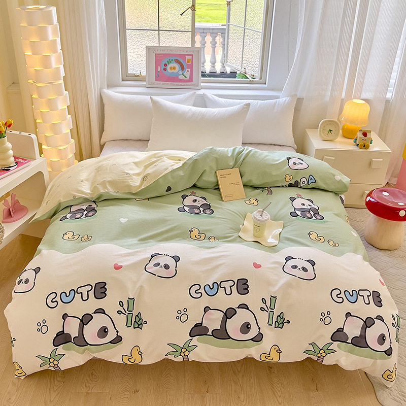 【両面綿100%】水と遊ぶパンダグリーン