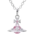 Orb medium 10mm bead necklace-silver pink