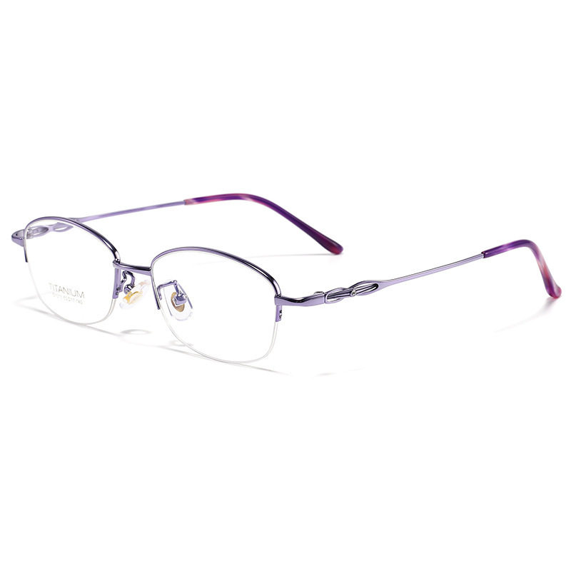 S7013T Ladylike Ultra-Light Small Frame Half-Rim Pure Titanium Eyeglass Frame Retro Literary Oval Eyeglass Frame Danyang Eyeglass Wholesale