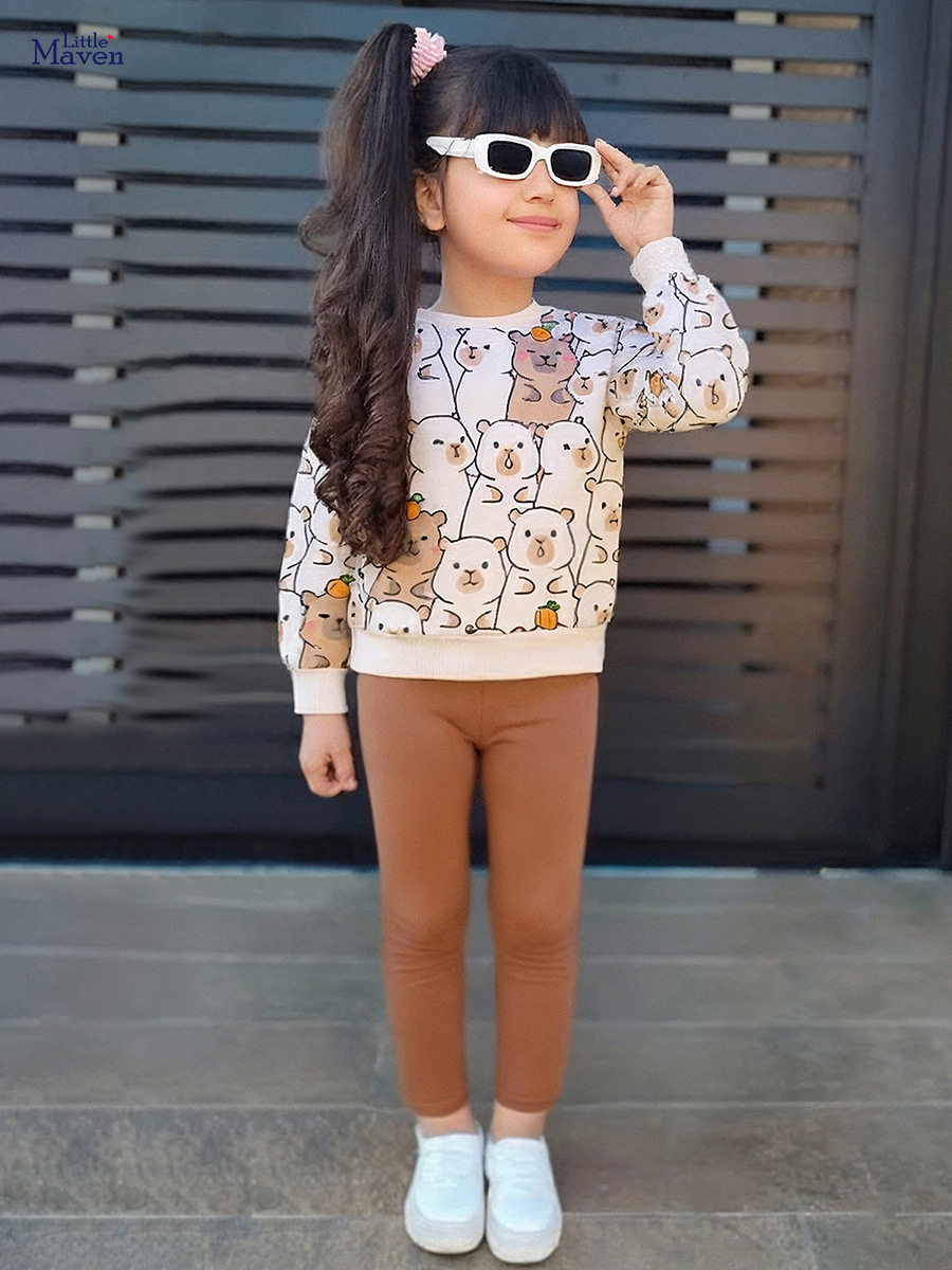 Ensemble fille dessin animé mignon, tenue enfant manche longue automne, tenue automne deux pièces