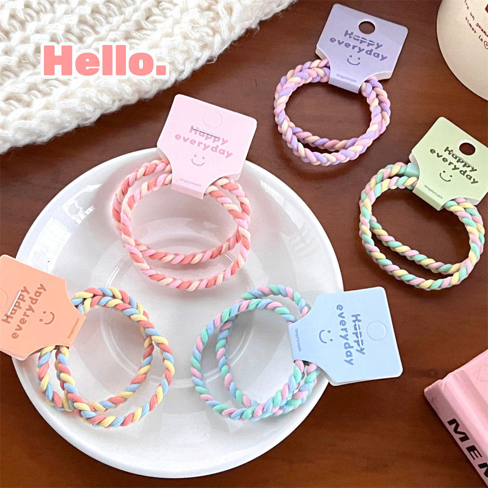 Colorful small fresh hair rope girl ball head high ponytail hair band high elastic durable head rope cute headdress