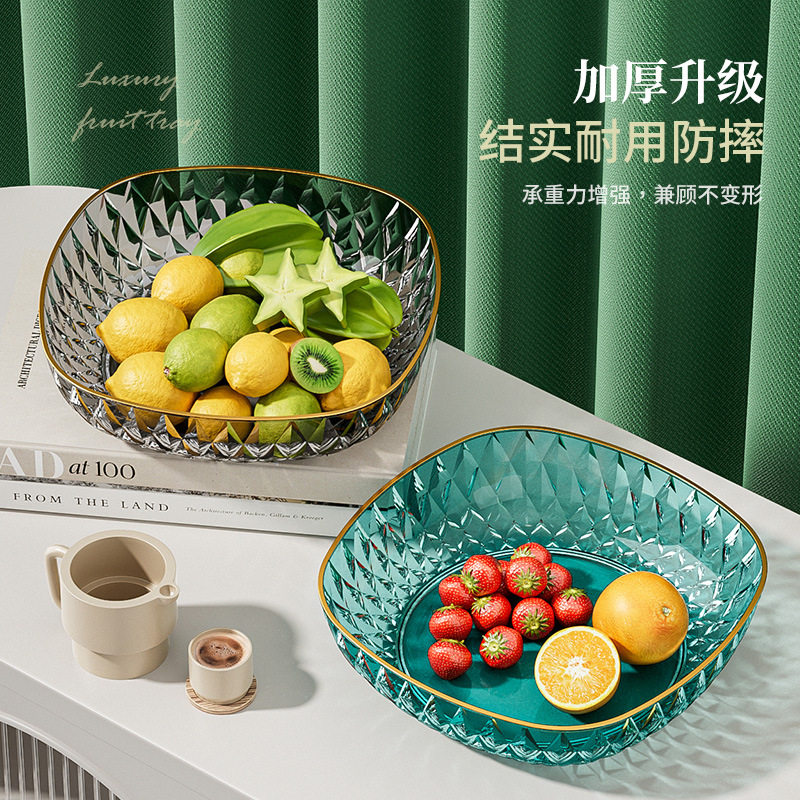 Transparent Fruit Plate for Home Use in the Living Room Coffee Table, Plastic Pet Drop-Resistant Candy Plate, Snack Plate, Light Luxury Style