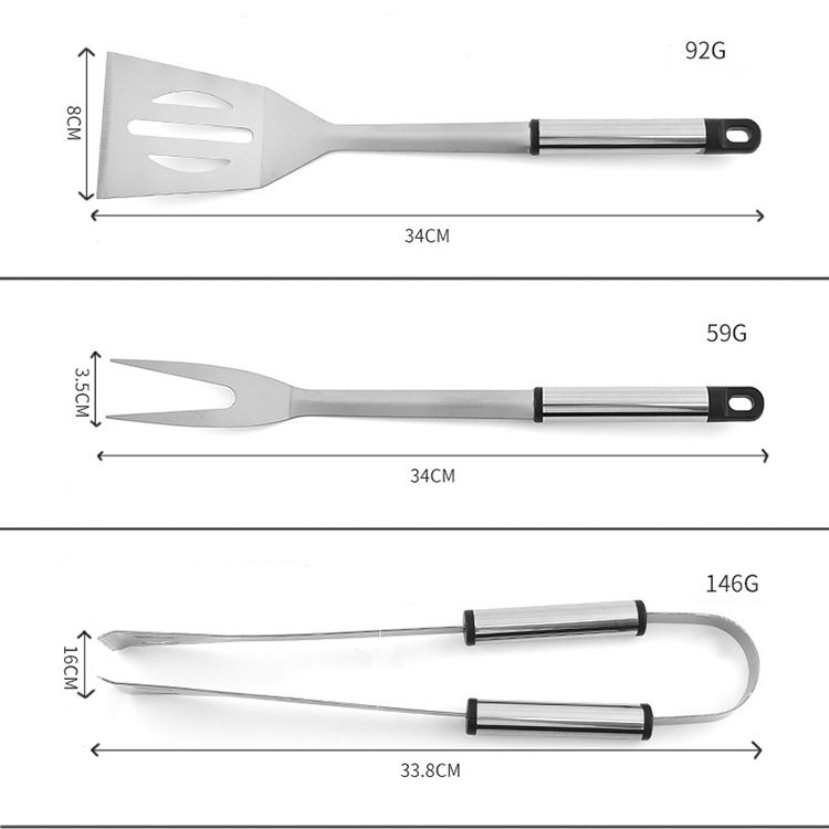 Bbq Outdoor Stainless Steel Barbecue Tools 3-Piece Set Grill Multifunctional Spatula Fork Grill Set Amazon