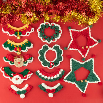 Christmas cat scarf dog scarf saliva towel small dog pet wool collar hand-woven accessories